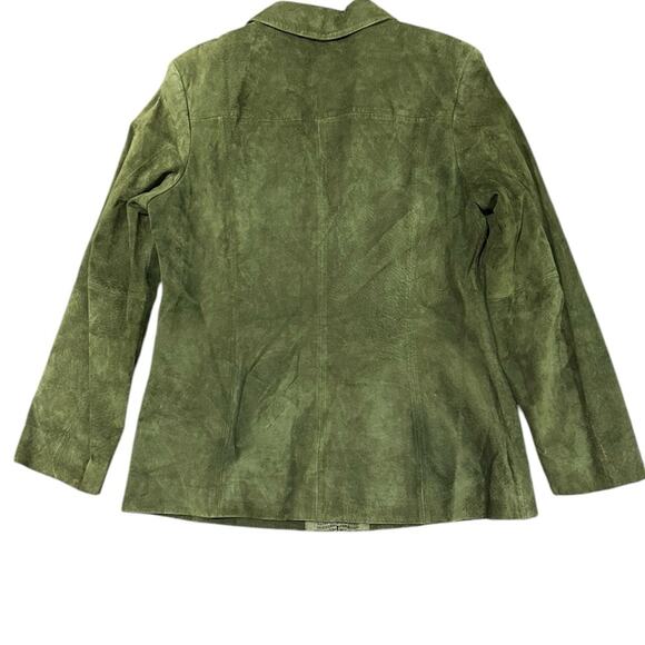 Preston & York Olive Green Suede Full Zip Jacket Reptile Front in Women's Large - Picture 2 of 7